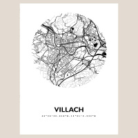 Villach Map Black & White