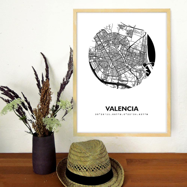 Valencia Map Black & White