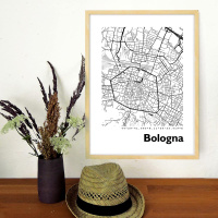 Bologna Map Black &amp; White