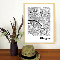 Glasgow Map Black & White