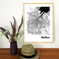 Belfast Map Black &amp; White