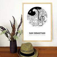 San Sebastian Map Black & White