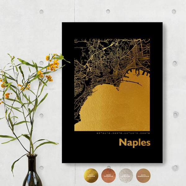 Neapel City Map Black & Angular