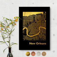 New Orleans Black Map eckig
