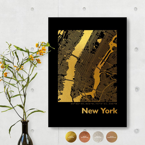 New York City Map Black & Angular
