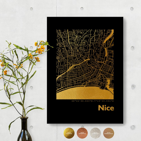 Nizza City Map Black & Angular
