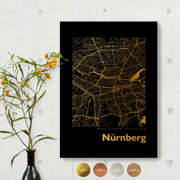 Nuremberg City Map Black & Angular