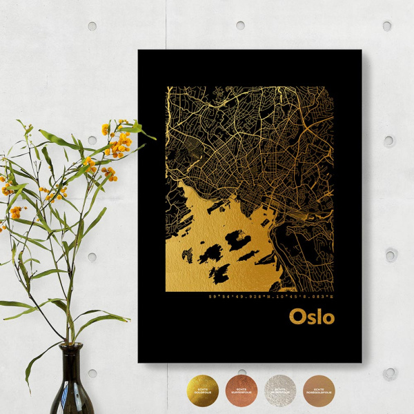 Oslo City Map Black & Angular