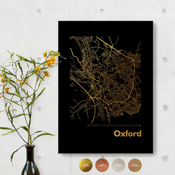 Oxford City Map Black & Angular