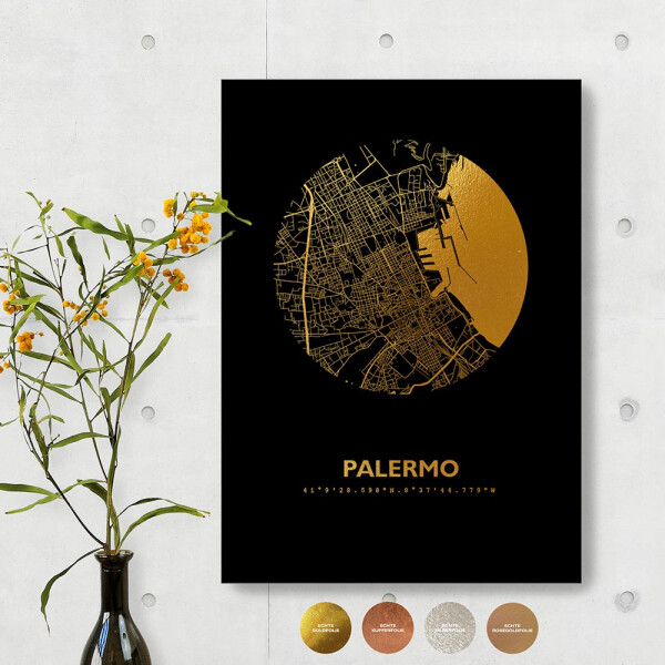 Palermo City Map Black & Circle
