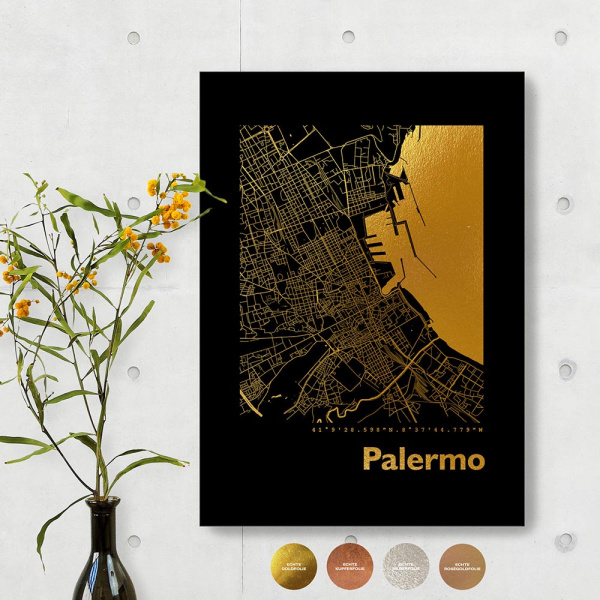Palermo City Map Black & Angular