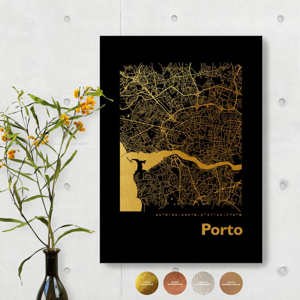 Porto City Map Black & Angular