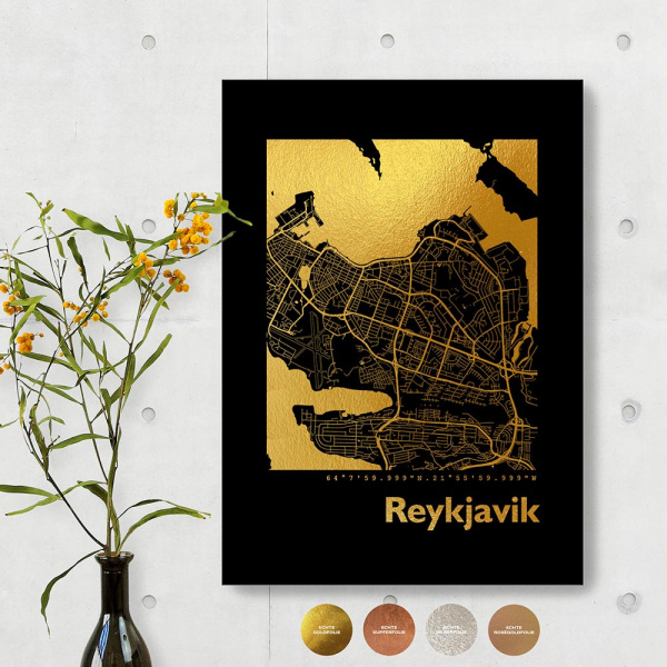 Reykjavik City Map Black & Angular