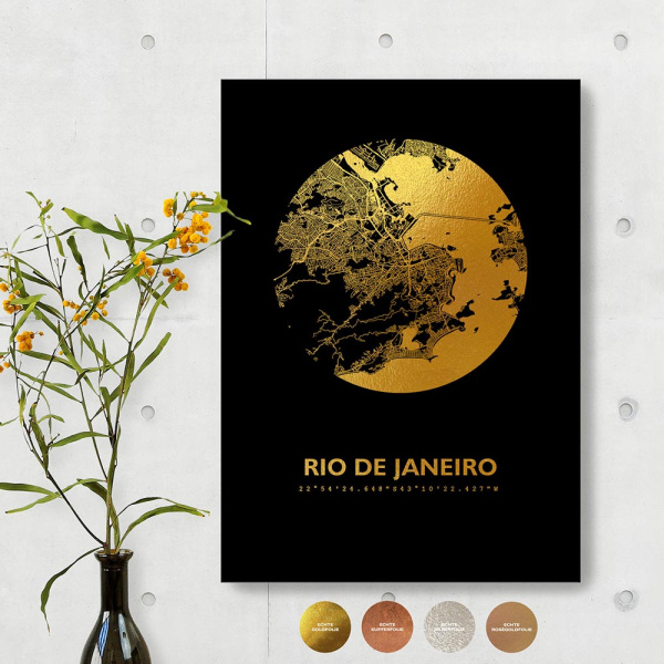 Rio City Map Black & Circle