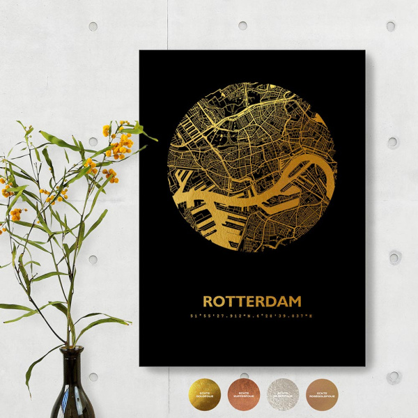 Rotterdam City Map Black & Circle