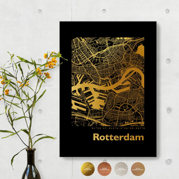 Rotterdam City Map Black & Angular