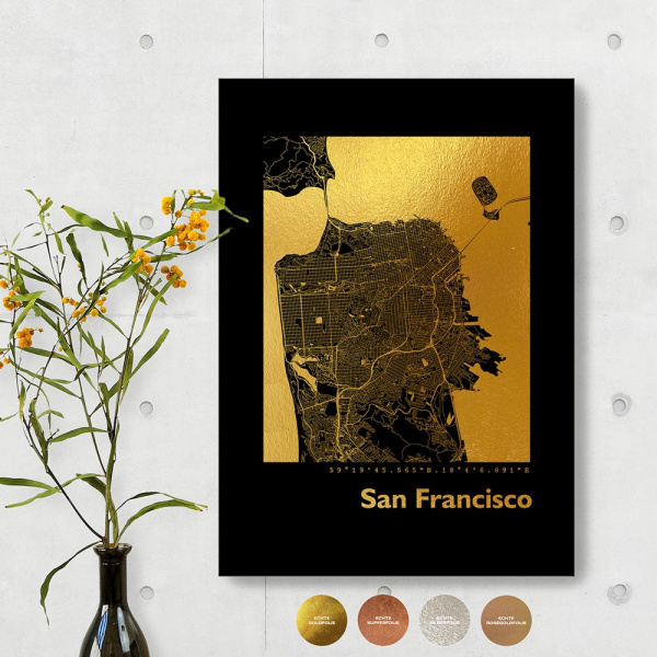San Francisco City Map Black & Angular
