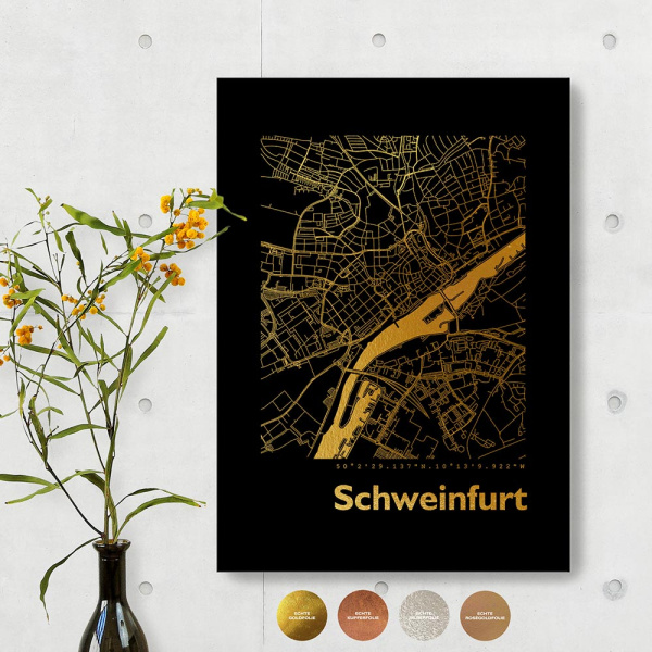 Schweinfurt City Map Black & Angular