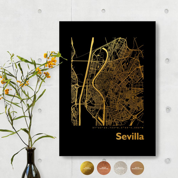 Sevilla City Map Black & Angular