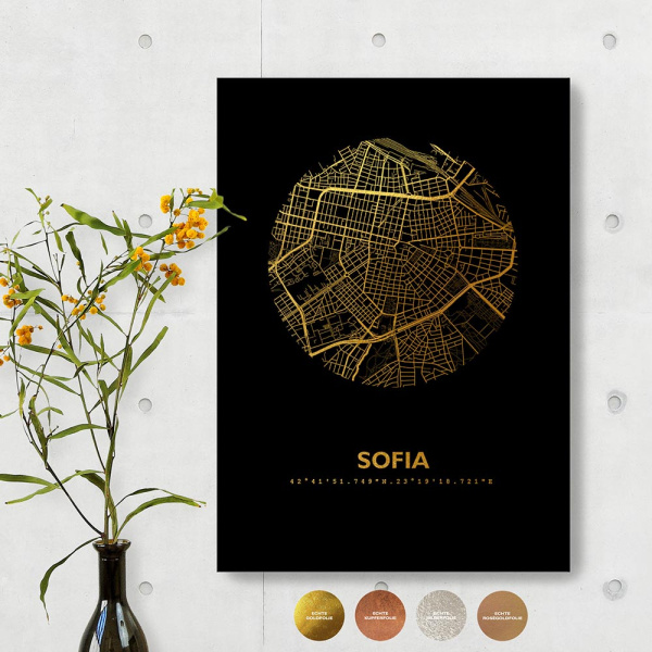 Sofia City Map Black & Circle