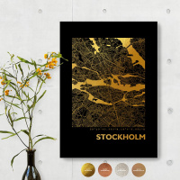 Stockholm Black Map eckig