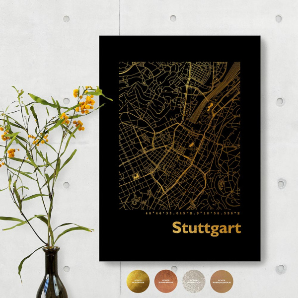 Stuttgart City Map Black & Angular