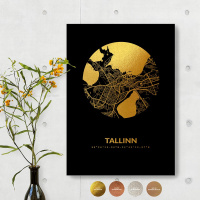 Tallinn Stadtplan schwarz rund