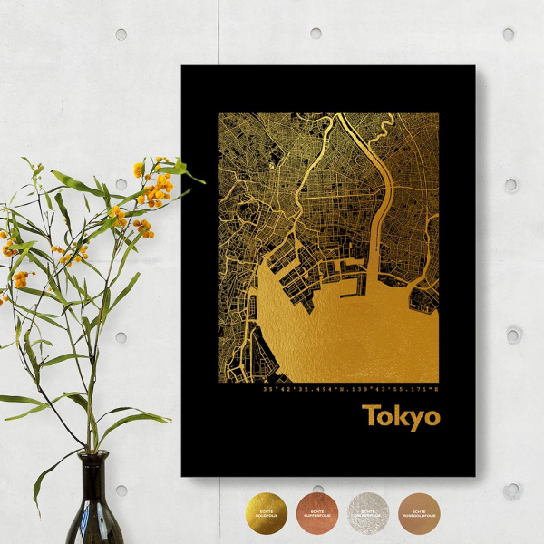 Tokyo City Map Black & Angular