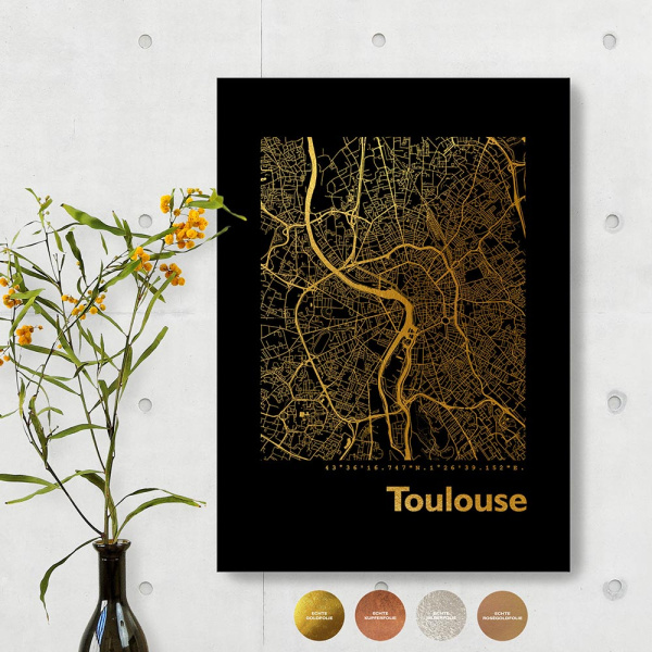 Toulouse City Map Black & Angular