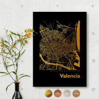 Valencia City Map Black & Angular