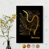 Verona City Map Black & Angular
