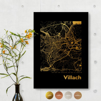 Villach Black Map eckig