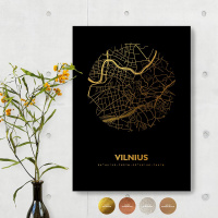 Vilnius City Map Black & Circle
