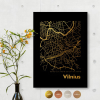 Vilnius City Map Black & Angular