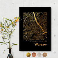Warschau City Map Black & Angular