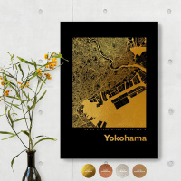Yokohama City Map Black & Angular