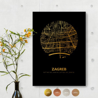 Zagreb City Map Black & Circle