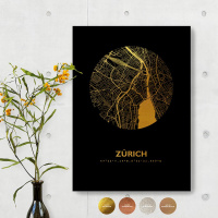 Zurich City Map Black & Circle