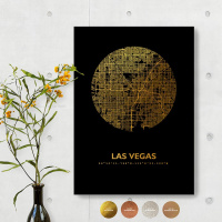 Las Vegas City Map Black & Circle