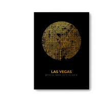 Las Vegas City Map Black & Circle
