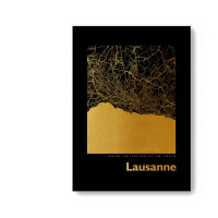 Lausanne Black Map rund