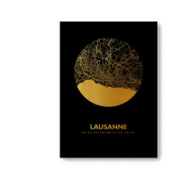 Lausanne Black Map eckig