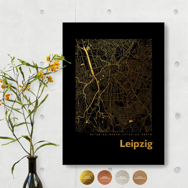 Leipzig City Map Black & Angular