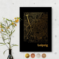 Leipzig Black Map eckig