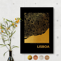 Lissabon City Map Black & Angular