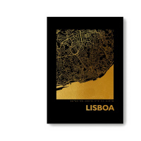 Lissabon City Map Black & Angular