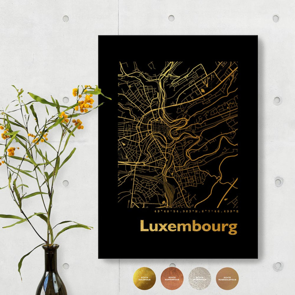 Luxemburg City Map Black & Angular