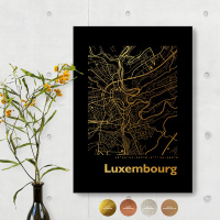 Luxemburg Black Map eckig