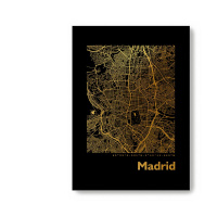 Madrid Black Map eckig