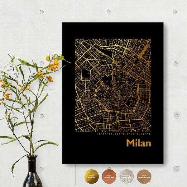 Mailand City Map Black & Angular
